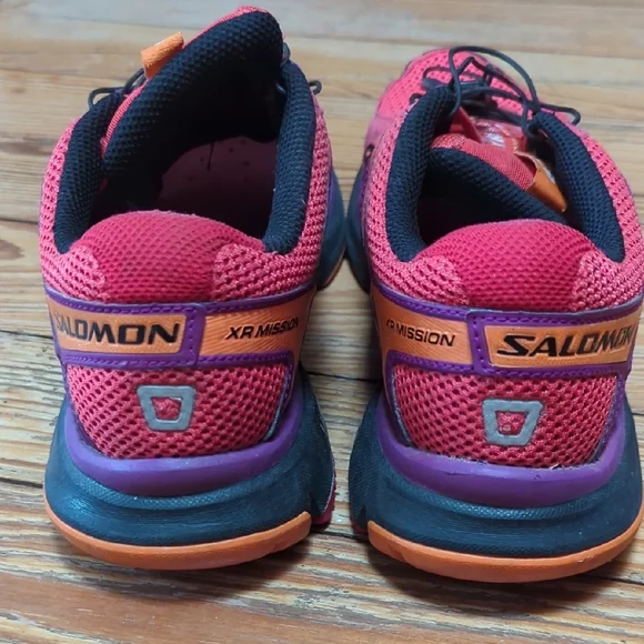 Salomon XR Mission Red and Purple Athletic Running Shoes with Quicklace - Picture 4 of 6